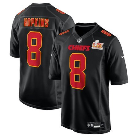 Men's Kansas City Chiefs #8 DeAndre Hopkins Carbon Black Super Bowl LIX Fashion Game Jersey